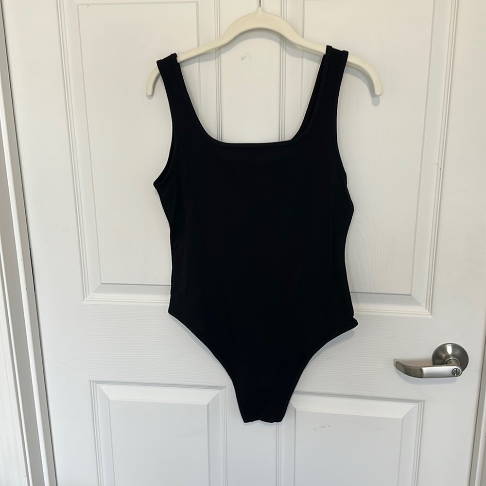black square neck bodysuit